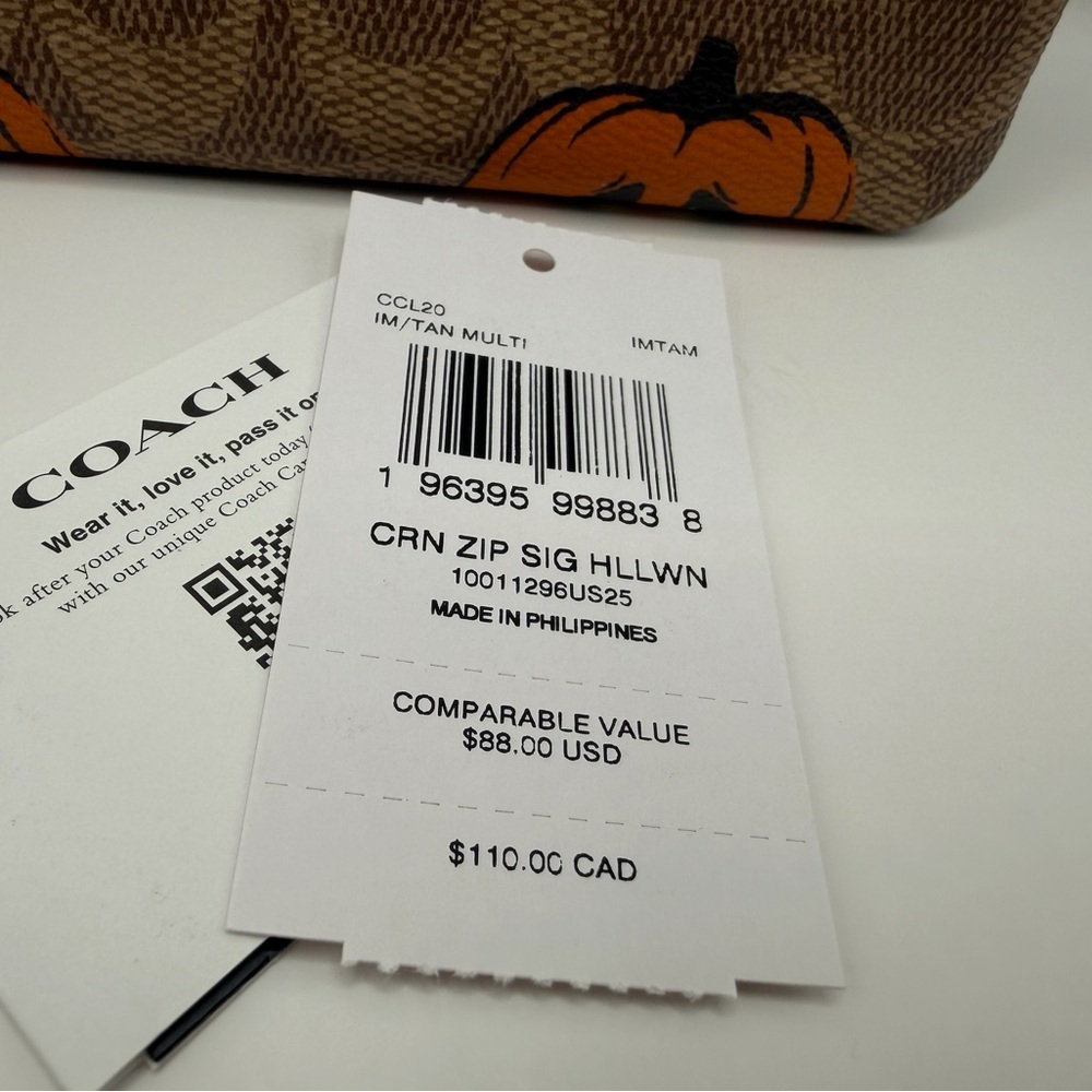 Coach Pumpkin Corner Zip Wristlet NWT - Picture 9 of 14